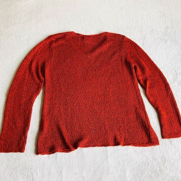 Eileen Fisher Terracotta Knit V-neck Sweater - Picture 8 of 13